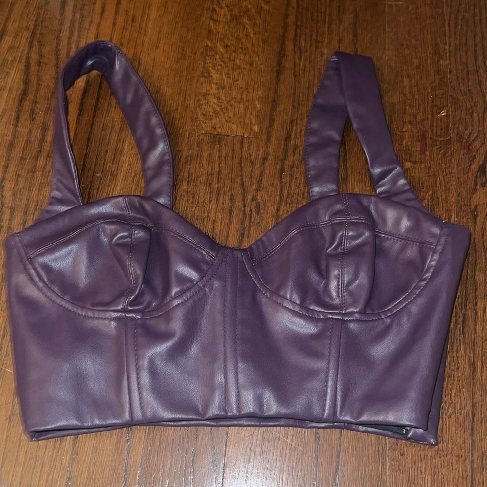 Zara purple leather top